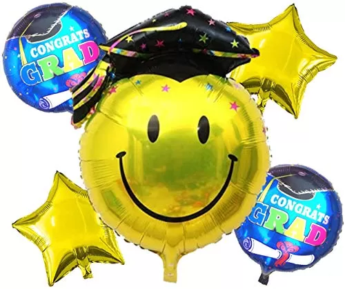 (Pack of 5) Graduation Ceremony Foil Balloons / Balloons for Wedding Decoration / Brthday Decoration Items Combo / Happy Brthday Foil Balloons for Brthday Party Supplies