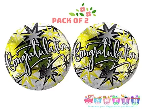 (Pack of 2) 17 Inch Happy Brthday Round Foil Balloons/Happy Brthday Balloons for Decoration/Brthday Theme Party Decorations (cogratulation)