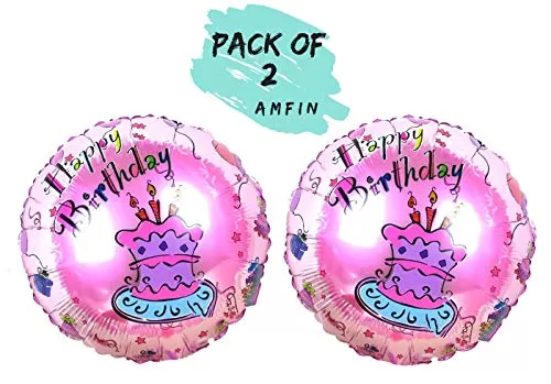 (Pack of 2) 17 Inch Happy Brthday Round Foil Balloons / Happy Brthday Balloons for Decoration / Brthday Theme Party Decorations