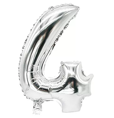 28" Inch 4 (Four) Number Foil Toy Balloon - Silver