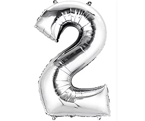 Number 2 Party Supplies/Theme Brthday Party Foil Balloons (Silver 17-Inch Length)