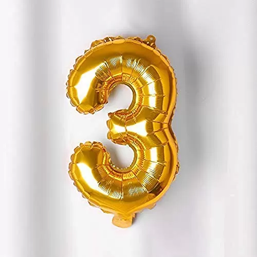 17" Inch Number 3 Foil Balloons KDs Party Supplies Theme Brthday Party Foil Balloons Brthday Balloons - Golden