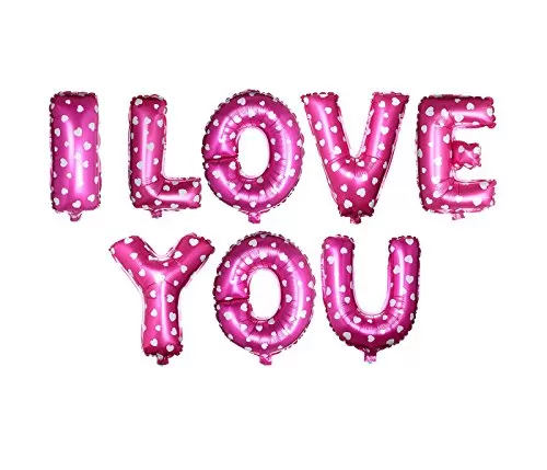 Alphabet Letter I Love You Foil Balloons (Pink_17 Inch)