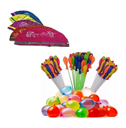 Set of 10 Colourful Holi Cap and Set of 3 Magic Water Balloon Best Holi Celebration Combo