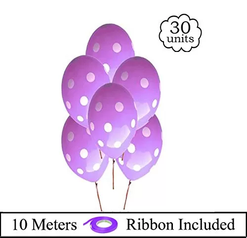 12 Inch (Pack of 30) Polka Dot Brthday Party Balloons - Purple