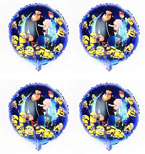 Happy Brthday Minion Foil Balloon Party Supply (Set of 4) for Party Decor