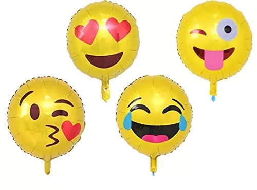 Smiley Theme Foil Balloon 4 Pieces for Smiley Theme Party Supply Decoration