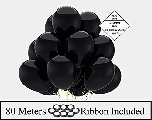 Metallic Balloons (Black_10 Inch_Pack Of 200)