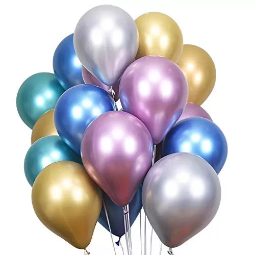Chrome Metallic Balloons for Brthday Decoration - Pack of 25