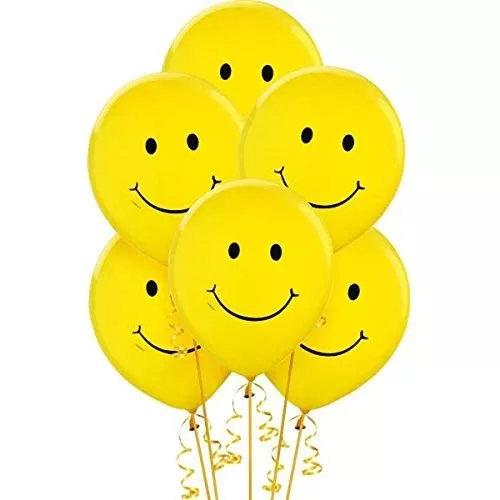 Smiley Brthday Balloons for Decoration (Yellow) (Pack of 100)