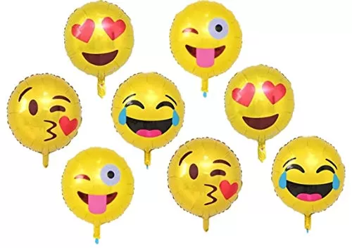 Smiley Emoji Theme Foil Balloon 8 Pieces for Smiley Theme Party Supply Decoration