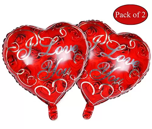 Hert ShapeI Love You Foil Balloons (Red_Pack OF 2)