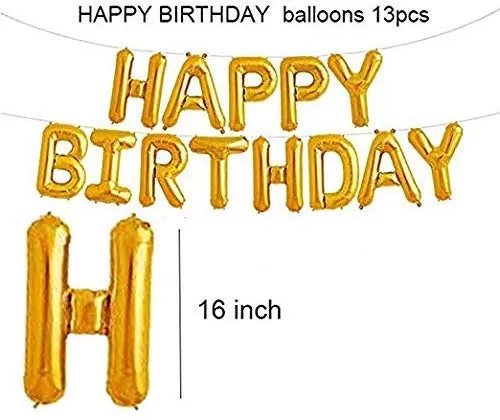 Happy Brthday Letter Foil Balloon Decoration Set for Brthday Party Decorations (Gold Black Silver)( Pack of 118) (Golden-Combo-Set)