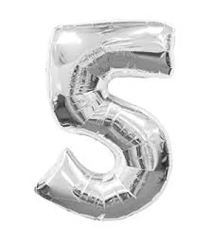 28" Inch 5 (Five) Number Foil Toy Balloon - Silver