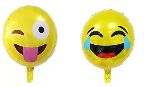 Smiley Emoji LOL and Wink (Set of 2) Foil Balloons Large 18 inch Party Balloons for Any Office Home Party Decoration Accessory