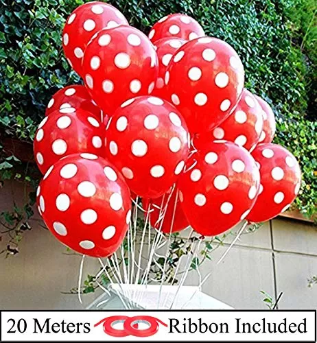 10 Inch (Pack of 50) Polka Dot Balloons for Brthday Decoration Decoration for Weddings Engagement Small Shower 1st Brthday Anniversary Party Theme Party Office Party - Red