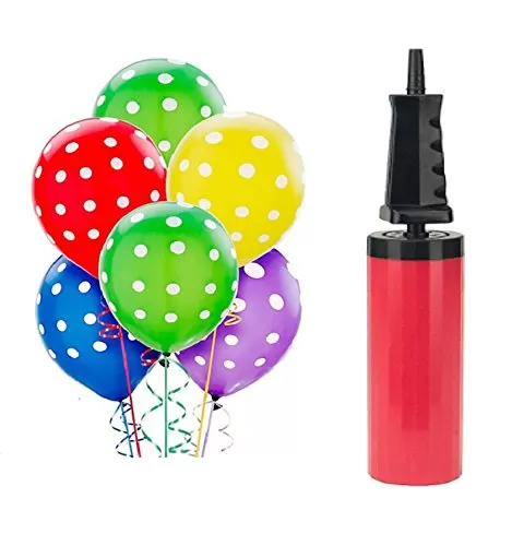 Party HubPrinted Polka Dot Brthday Balloons for Decoration with Pump (Multicolor Pack of 30)