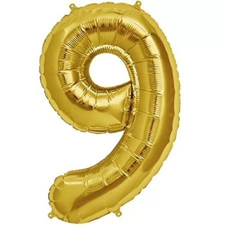 16 Inch Number Nine Foil Toy Balloons (Gold)(Golden-Number-9)