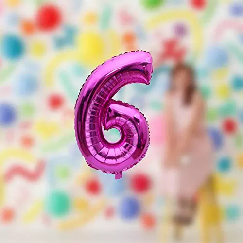 Number 6 Balloon Number 6 foil Balloon Six Number Balloon for Brthday Party Decoration Engagement Anniversary Party Decoration - Pink