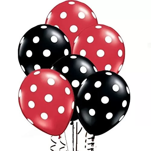 25pcs Polka dot Latex Balloons Balloons for Brthday Party Wedding Bridal Shower Valentine's Day Decorations (Red & Black)