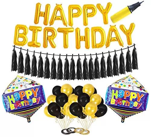 Happy Brthday Foil Balloons with Matching Tassel / Happy Brthday Set / Brthday Decoration Items Combo