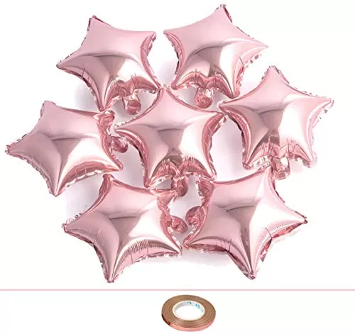 (Pack of 25) 9 Inch Star Shaped Balloons / Star Shape Balloons for Decoration - Rose Gold