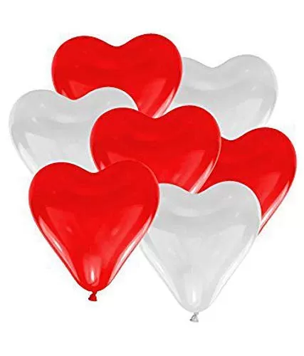 50pcs herts Latex Balloons White and Red hert Balloons for Brthday Party Wedding Bridal Shower Valentine's Day Decoration (Red & White) ( Pack of 50 Balloons)