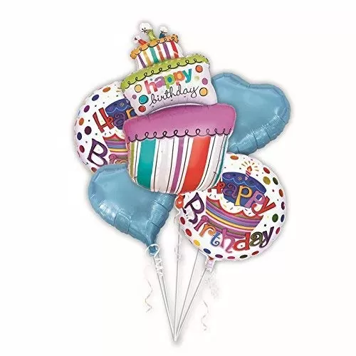 Happy Brthday Cake Foil Balloon Decoration Set -2 Balloon (Pack of 5)