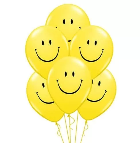 Smiley Brthday Balloons for Decoration (Yellow) - Pack of 30
