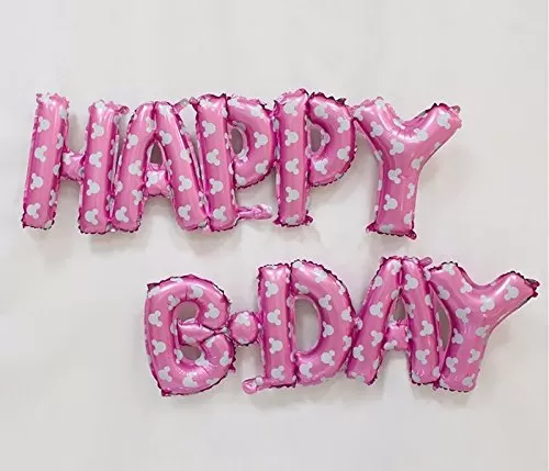 (10 Inch) Happy Brthday Foil Balloons / Happy B-Day Balloons for Brthday Decoration / Brthday Party Supplies - Pink