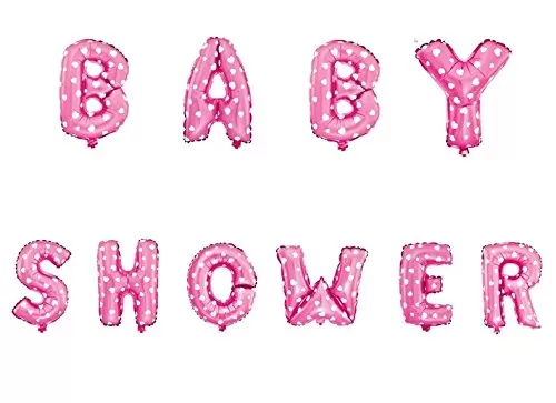 Small Shower Letters Foil Toy Balloons Small Shower Decoration Balloons (Pink Small Shower)