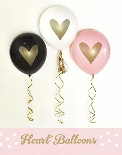 Party Hub"Printed hert " Valentine Love Anniversary Balloons - (Gold)