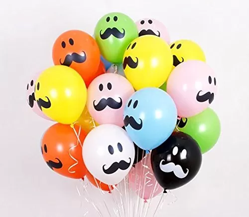 Smile Face Mustache (Pack of 30) Brthday Party Decorations Balloons