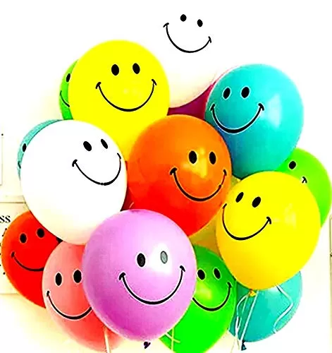 Multi Colored Smiley Balloon Printed Face Expression Latex Balloon 50 Pcs Multicolor Balloon/Smiley Balloon/Brthday Decoration/Brthday Balloon (Multicolor Smiley-50)