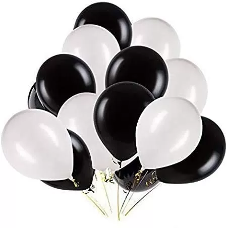 Metallic Brthday Balloons for Decoration (Pack of 50 Black & White)