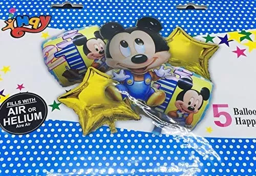 Mickey Mouse Foil Balloon Bouquet (Set of 5) Theme Party Supplies (Mickey Mouse)