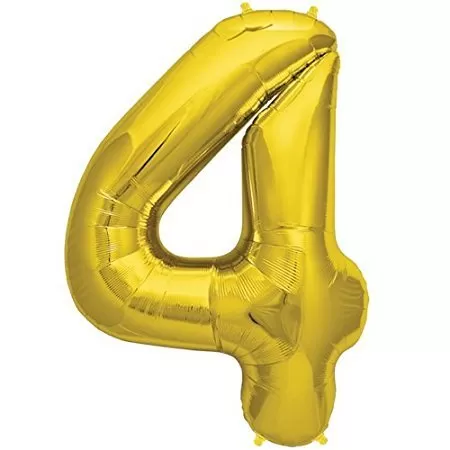 16 Inch Number Four Foil Toy Balloons - (Gold)(Golden-Number-4)