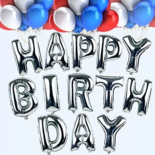 "Happy Brthday" Letters Foil Toy Balloons (Silver)