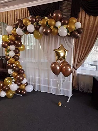 Products HD Metallic Finish Balloons for Brthday / Anniversary Party Decoration ( Brown Gold White ) Pack of 150