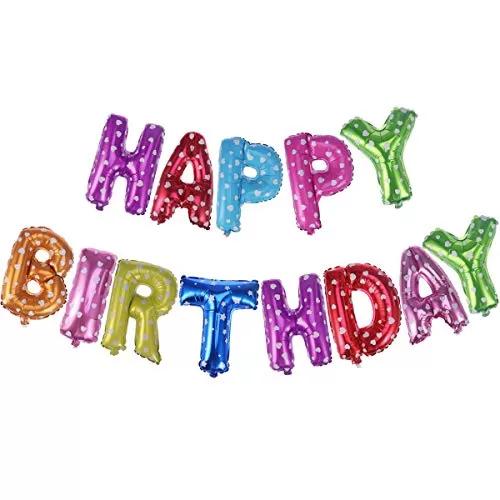 Party HubHappy Brthday Letters Foil Toy Balloons - 17 Inch (Polka Multicolor)