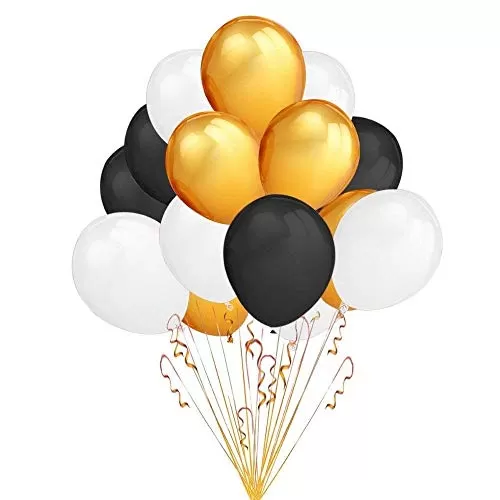 Products Metallic HD Toy Balloons Brthday / Anniversary Balloons Golden Black White (Pack of 30) (Size - 9 inches)