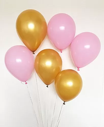 Party HubMetallic Pink & Gold( Pack of 50)Brthday Balloons for Decoration