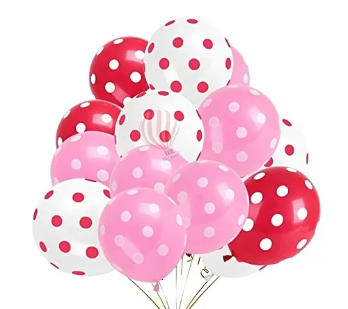 Party HubPolka Dot Balloons RED White & Pink - Pack of 30