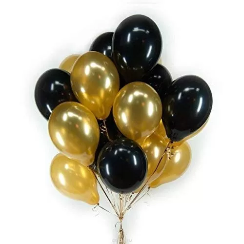 Products HD Metallic Finish Balloons for Brthday / Anniversary Party Decoration ( Golden Black ) Pack of 25