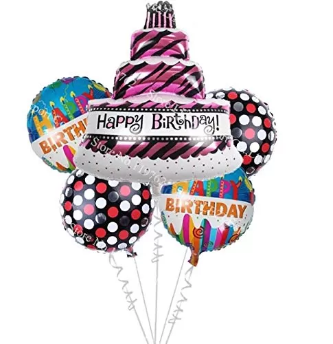"Happy Brthday" Letters Foil Toy Balloons Cake Set