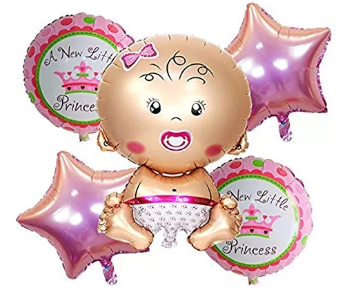 Small Shower Foil Balloons Party Decoration KDs Girl Arrival Brthday Party Decoration Supplies Inflatable Air Balloon (Pack of 5)