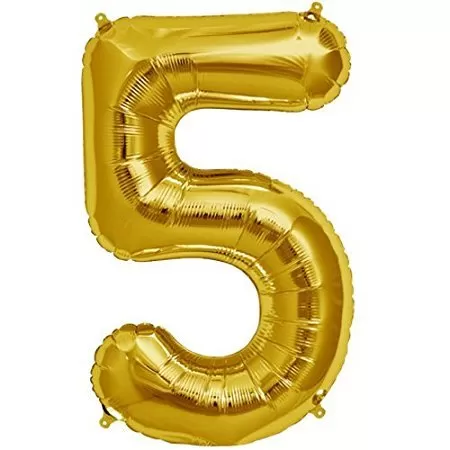 16 Inch Number Five Foil Toy Balloons - (Gold) (Golden-Number-5)
