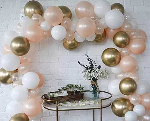 Products HD Metallic Finish Balloons for Brthday / Anniversary Party Decoration ( Gold Rosegold White ) Pack of 100