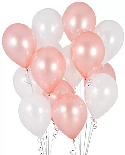 Products HD Metallic Finish Balloons for Brthday / Anniversary Party Decoration ( Rose Gold White ) Pack of 25