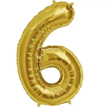 16 Inch Number Six Foil Toy Balloons - (Gold) (Golden-Number-6)